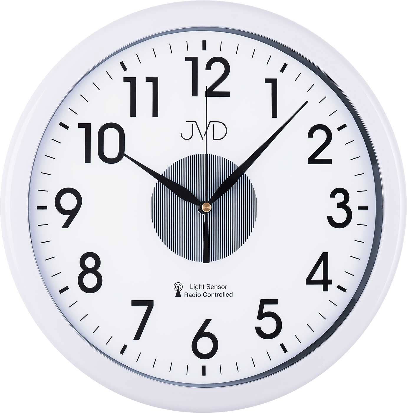 JVD Wall Clock 30.5 cm Ø Plastic • Radio-controlled • With light sensor
