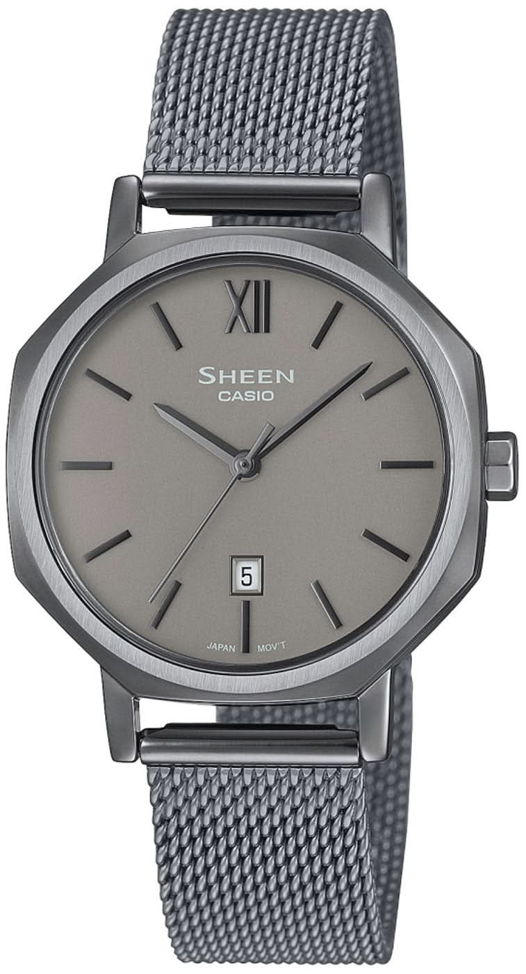 Casio Sheen SHE-4554GYM-8AUEF Damenuhr • Kratzfestes Saphirglas • Elegantes Milanaise-Design