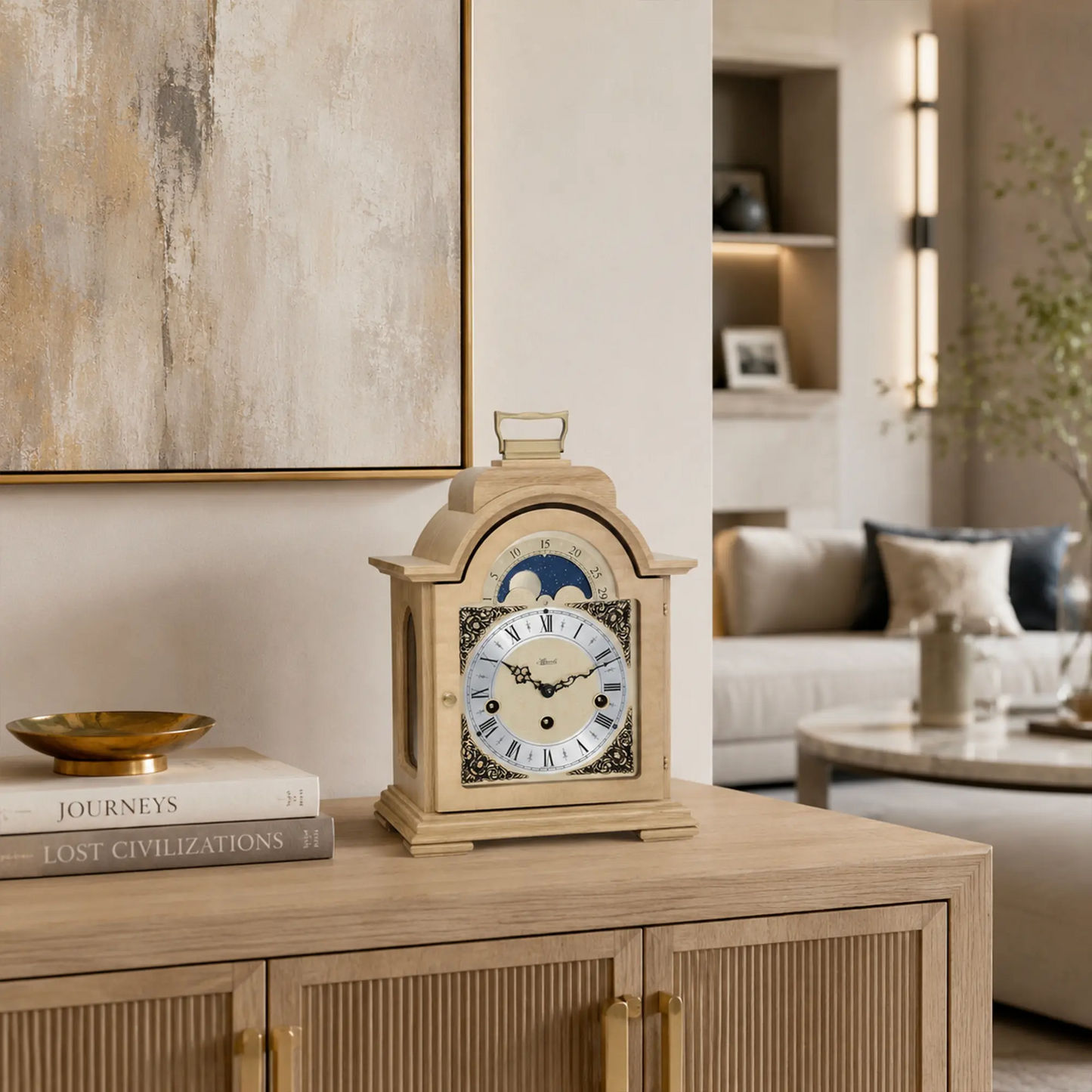 Hermle Tischuhr 30x21x14 cm Holz • Mondphase • Westminster-Melodie