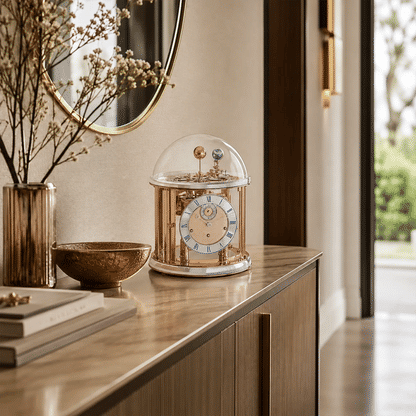 Hermle Tischuhr 35x29x29 cm Metall • Exquisite Tellurium-Funktion • Mit Westminster Schlagwerk