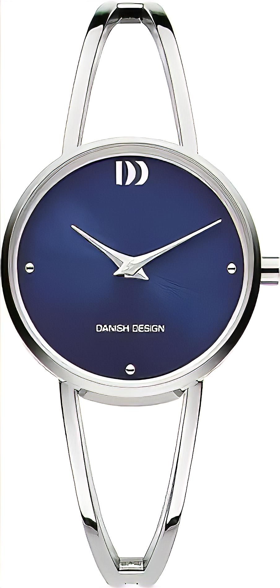 Damenuhr mit blauem Zifferblatt, silbernem Gehäuse und Metallarmband