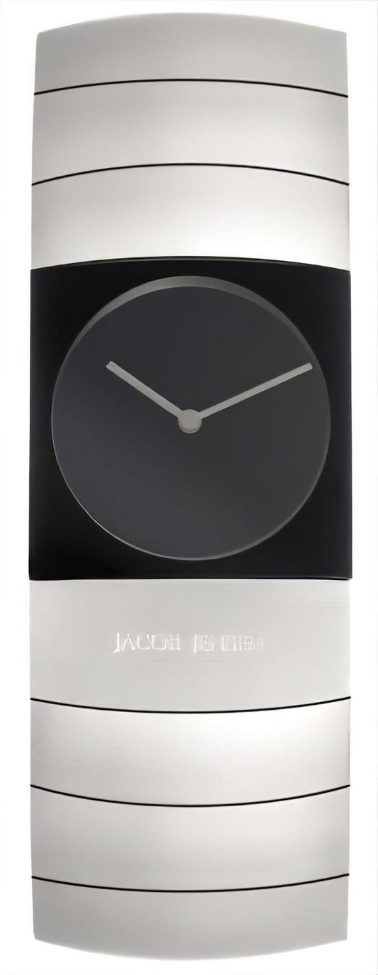 Jacob Jensen Linear 580 Unisex-Uhr mit schwarzem Zifferblatt und silberfarbenem Gehäuse