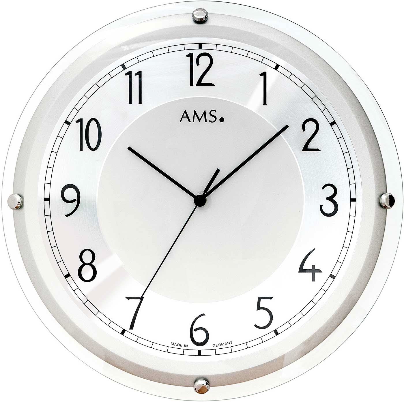 AMS Wanduhr 40x40x5 cm Holz • Präzises Funkwerk • Modernes Design