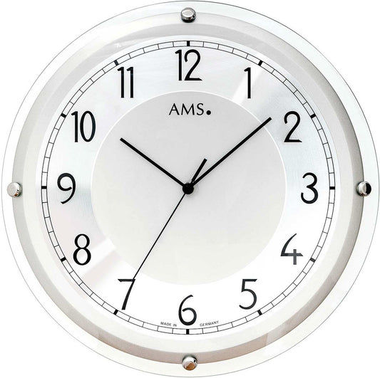 AMS Wanduhr 40x40x5 cm Holz • Präzises Funkwerk • Modernes Design