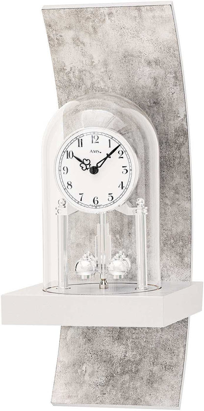 AMS Wanduhr 40x16x17 cm Holz • Elegantes Drehpendel • Hochwertiges Holzgehäuse