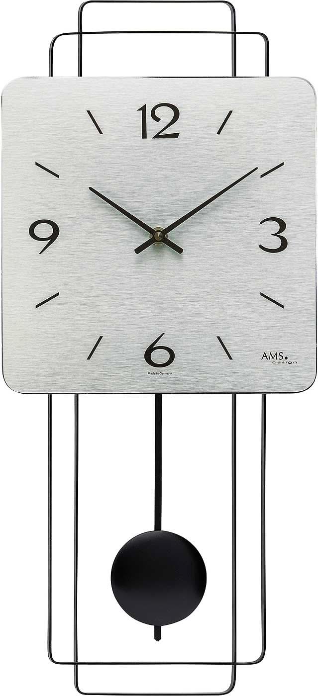 AMS Wanduhr 50x23x5 cm Holz • Quarz Uhrwerk • Modernes Design
