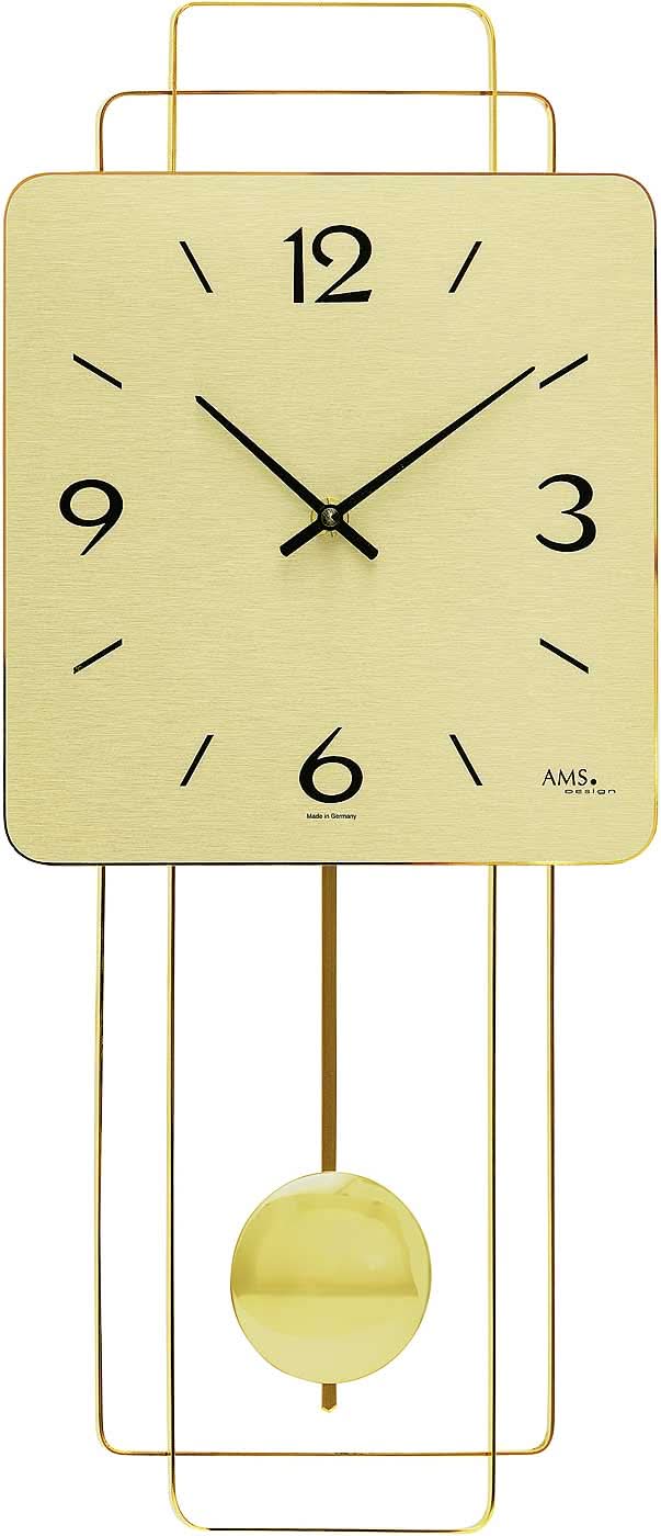 AMS Wanduhr 50x23x5 cm Holz • Präzises Quarzuhrwerk • Made in Germany