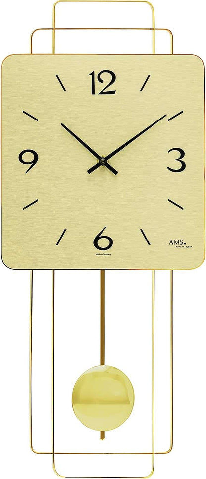 AMS Wanduhr 50x23x5 cm Holz • Präzises Quarzuhrwerk • Made in Germany