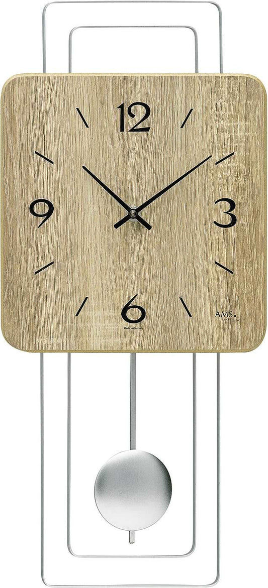AMS Wall Clock 50x23x5 cm Wood • Quartz Movement • Modern Design