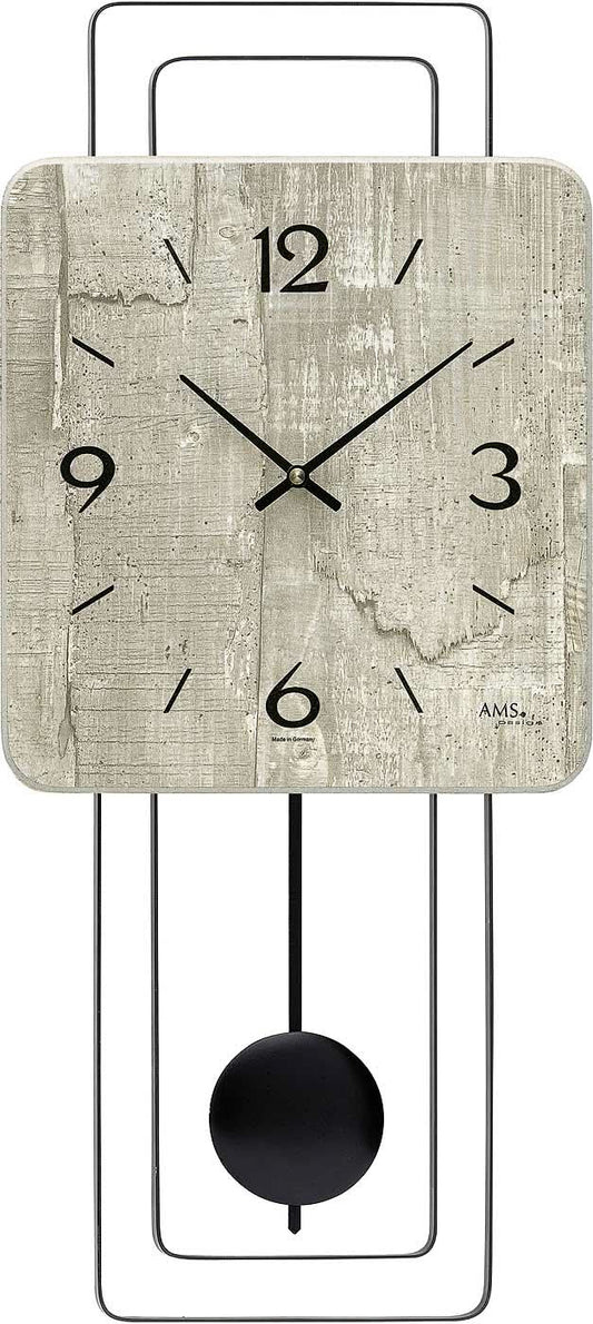 AMS Wall Clock 50x23x5 cm Wood and Metal • Quartz Movement • Modern Design