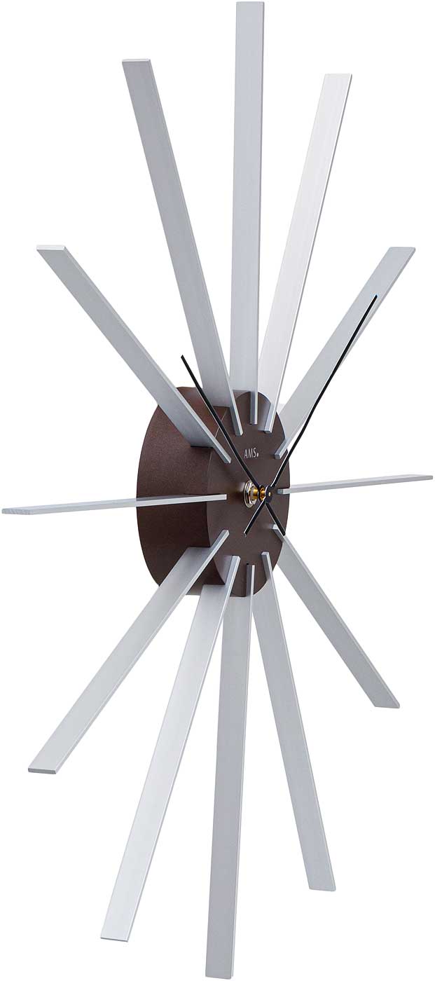 AMS Wall Clock 50 cm Ø Plastic, Aluminum • Like sun rays • Precise