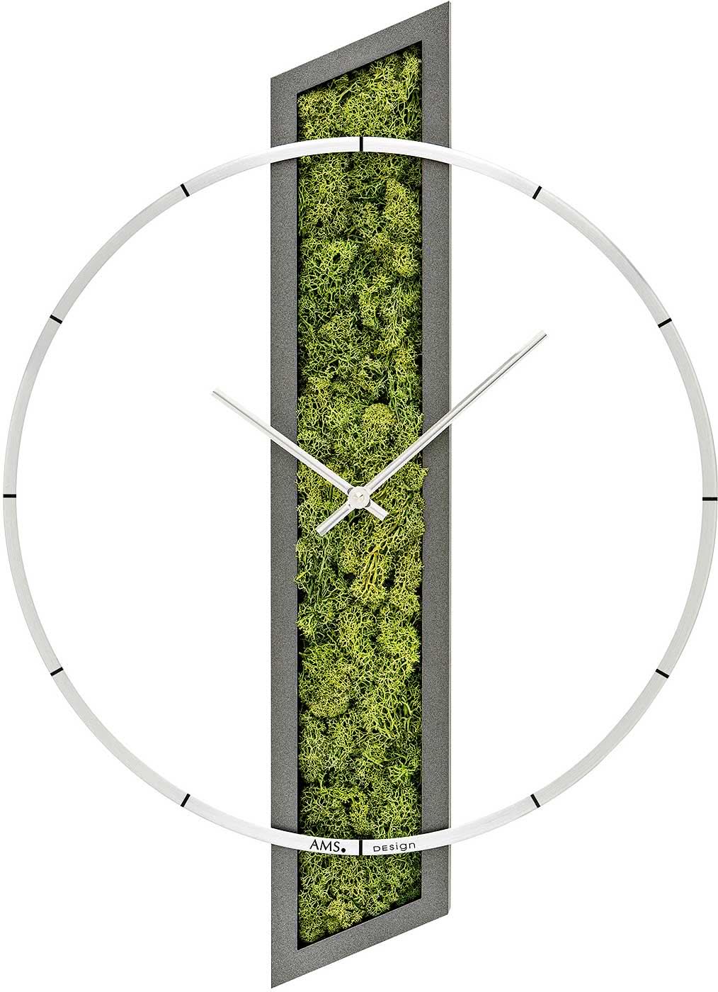AMS Wanduhr 40x53x5 cm Holz und Metall • Modernes Design • Präzises Quarzuhrwerk