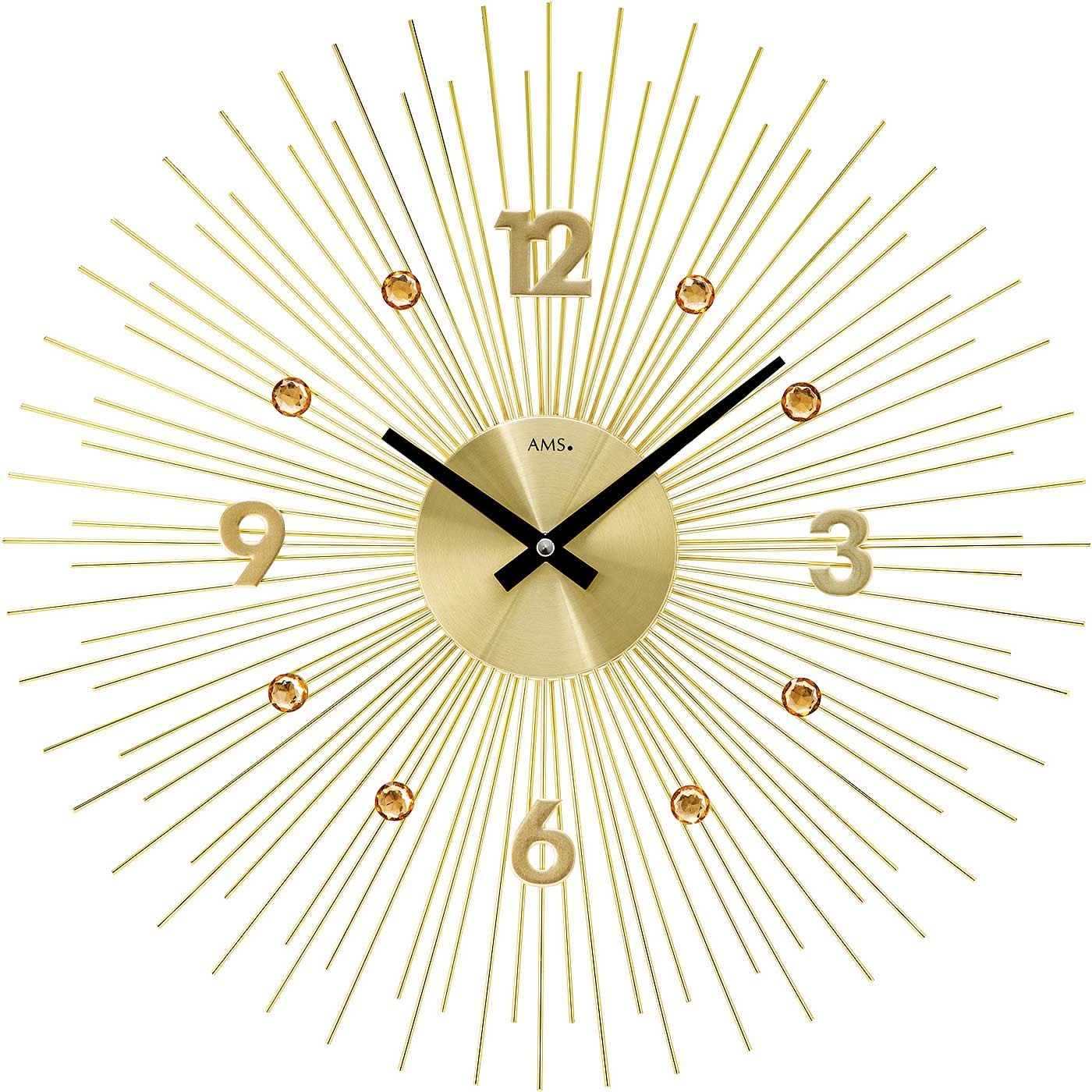 AMS Wall Clock 50 cm Ø Metal • Precise Quartz Movement • Modern Gold Design