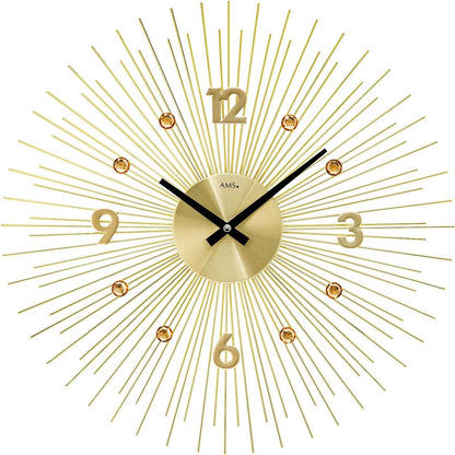 AMS Wall Clock 50 cm Ø Metal • Precise Quartz Movement • Modern Gold Design