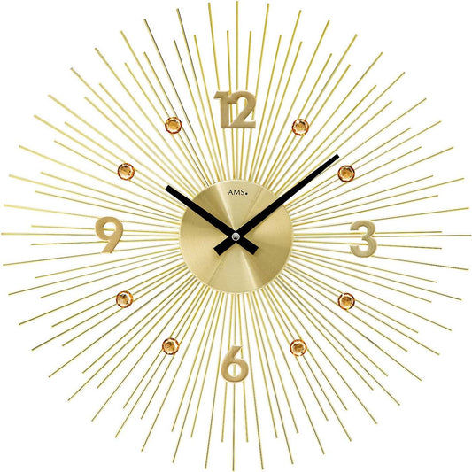AMS Wall Clock 50 cm Ø Metal • Precise Quartz Movement • Modern Gold Design