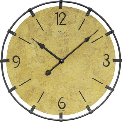 AMS Wanduhr 40x40x3 cm Holz • Präzises Quarzwerk • Stilvoller Metallrahmen