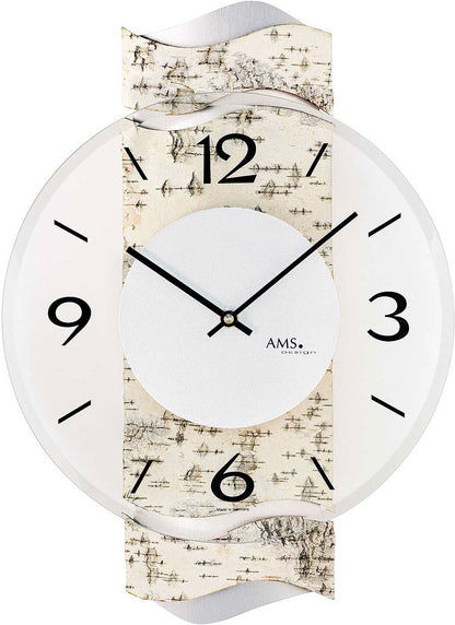 AMS Wanduhr 39x27x6 cm Holz • Modernes Design • Präzises Quarzwerk