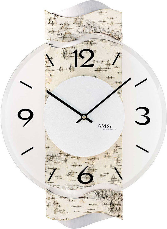 AMS Wanduhr 39x27x6 cm Holz • Modernes Design • Präzises Quarzwerk