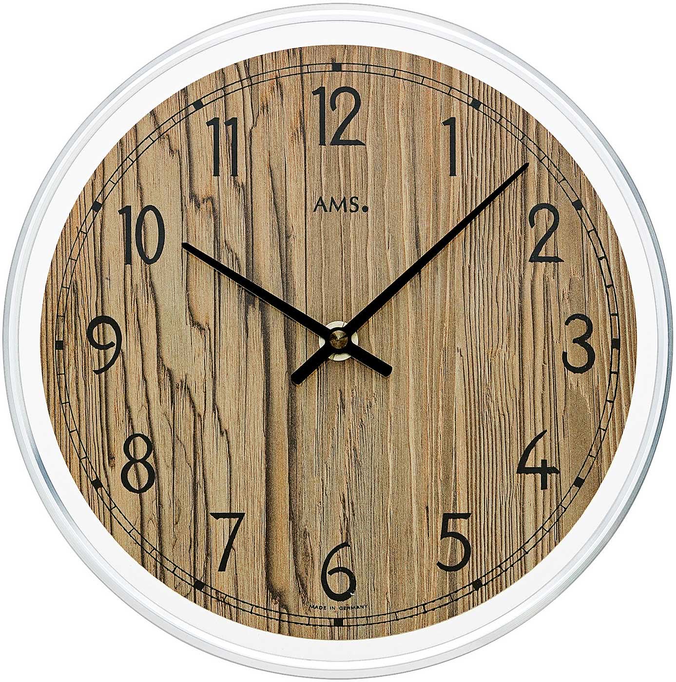 AMS Wall Clock 23 cm Ø Wood • Stylish Design • Precise Quartz Movement
