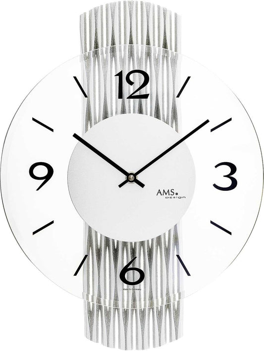 AMS Wanduhr 38x27x6 cm Glas, Holz • Modernes Design • Präzises Quarzwerk