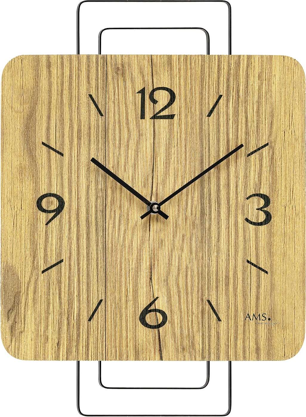 AMS Wall Clock 42x23x5 cm Wood • Precise Quartz Movement • Modern Design