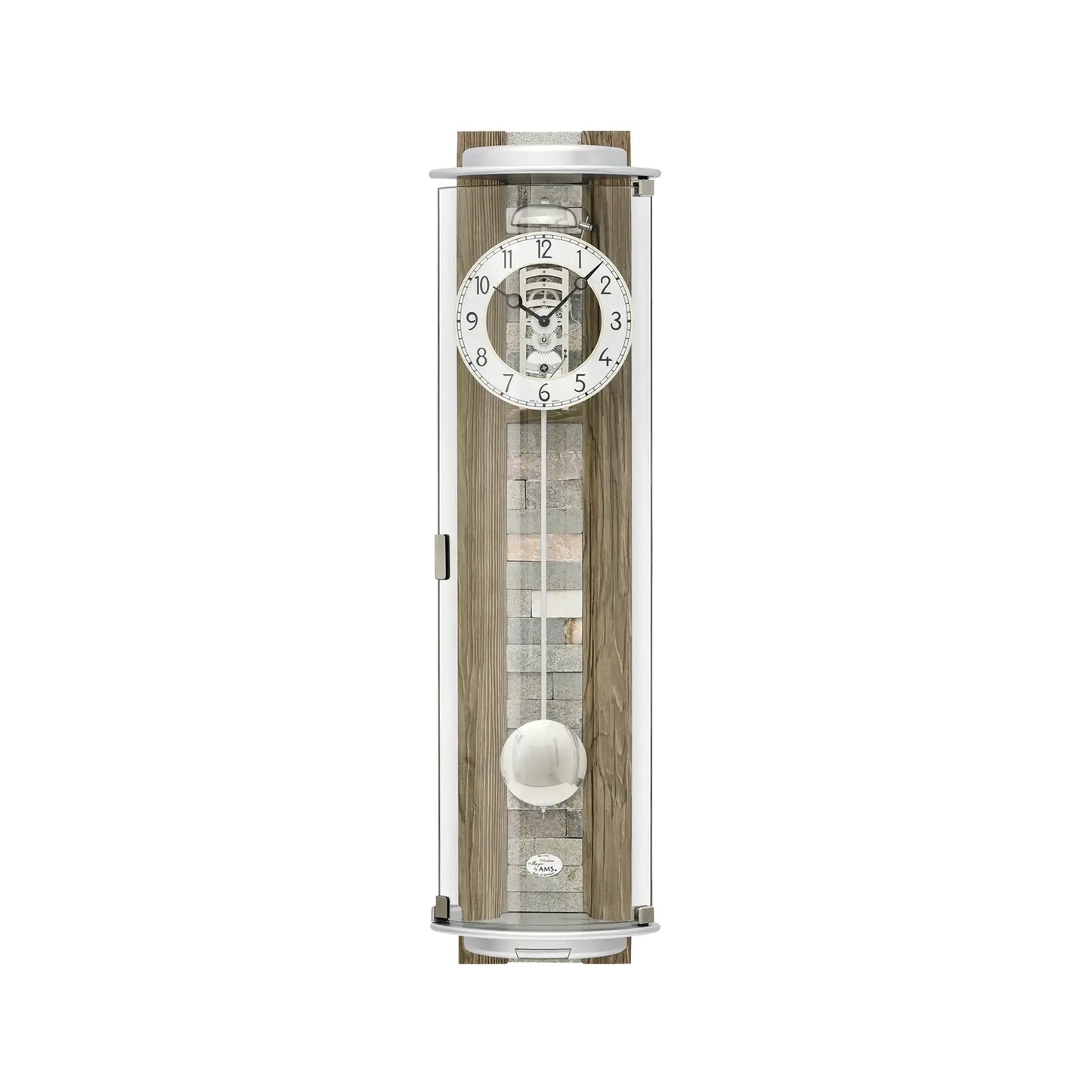 Zegar ścienny AMS Regulator R2716, orzech włoski • Mechanizm 8-dniowy z biciem w dzwon • Wypukłe szkło mineralne