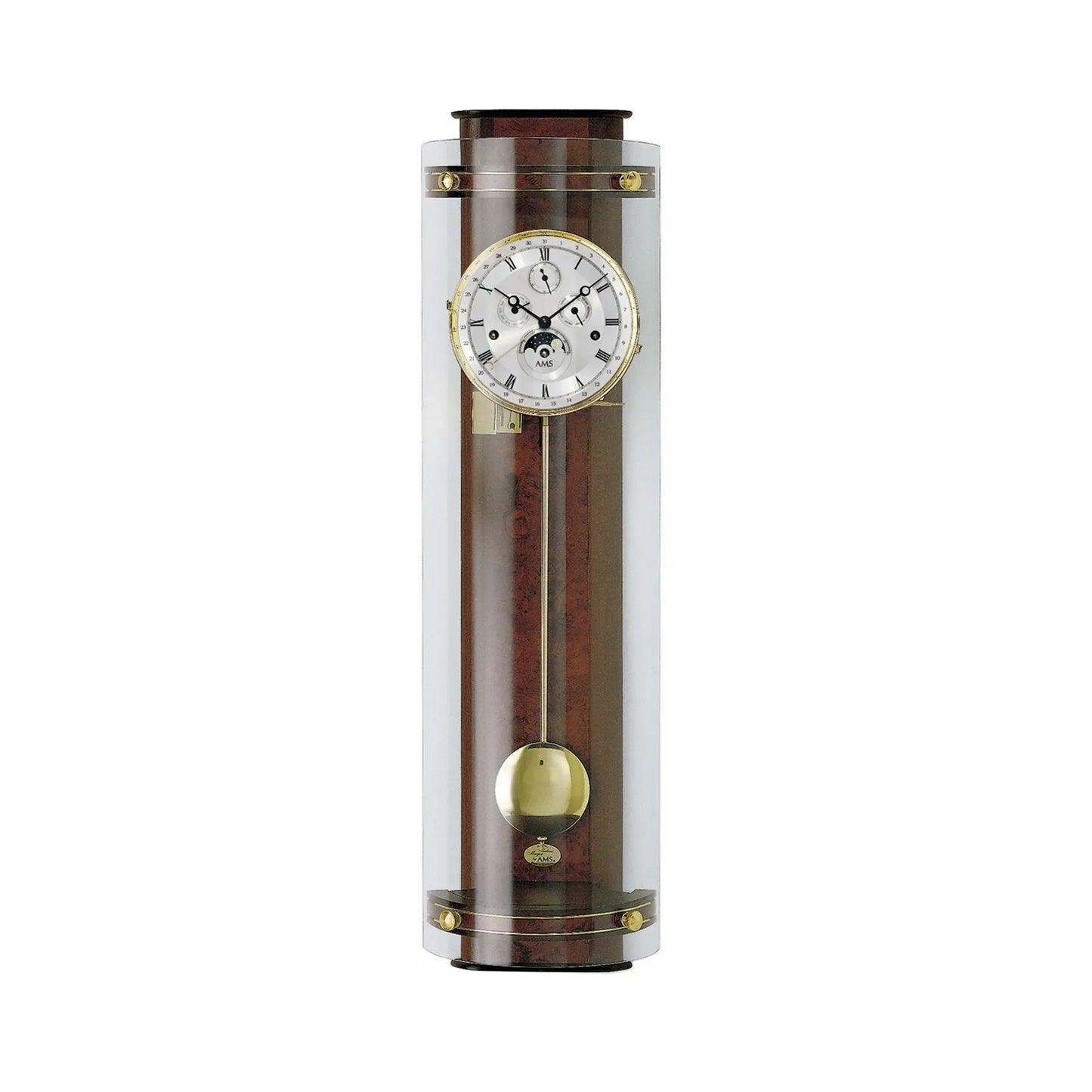 Zegar ścienny AMS Regulator R3633/1 orzech • mechanizm Westminster • faza księżyca
