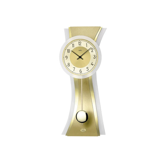 AMS W7267 Wanduhr Aluminium • Quarz-Pendelwerk • Geschwungenes Mineralglas