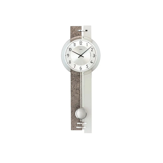 AMS Pendelwanduhr W7440 Wanduhr Grau/Silber • Quarz-Pendelwerk • Made in Germany