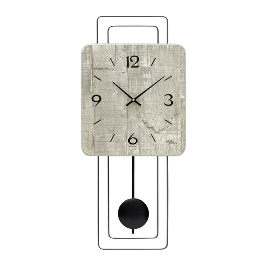 AMS Design W7503 Wanduhr • Betonoptik • Quarz-Pendelwerk