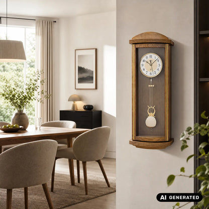 AMS Funk F5015/4 Wanduhr • Eichelackiert Holzgehäuse • Pendel mit Westminster-Schlagwerk