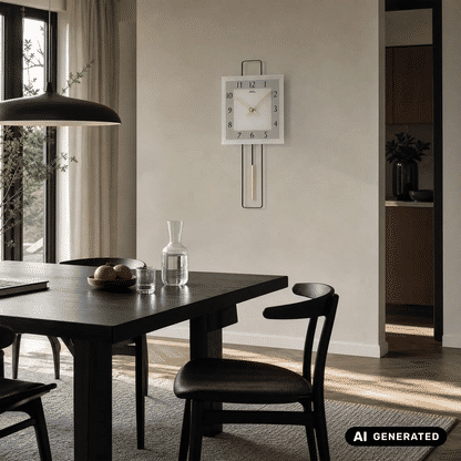 Zegar ścienny AMS W7505 złoty • Mechanizm kwarcowy z wahadłem • Metalowy design