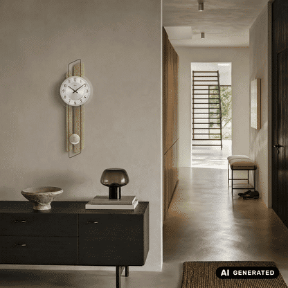 Zegar ścienny AMS W7509 dąb sonoma • Mechanizm kwarcowy z wahadłem • Fasetowane szkło mineralne