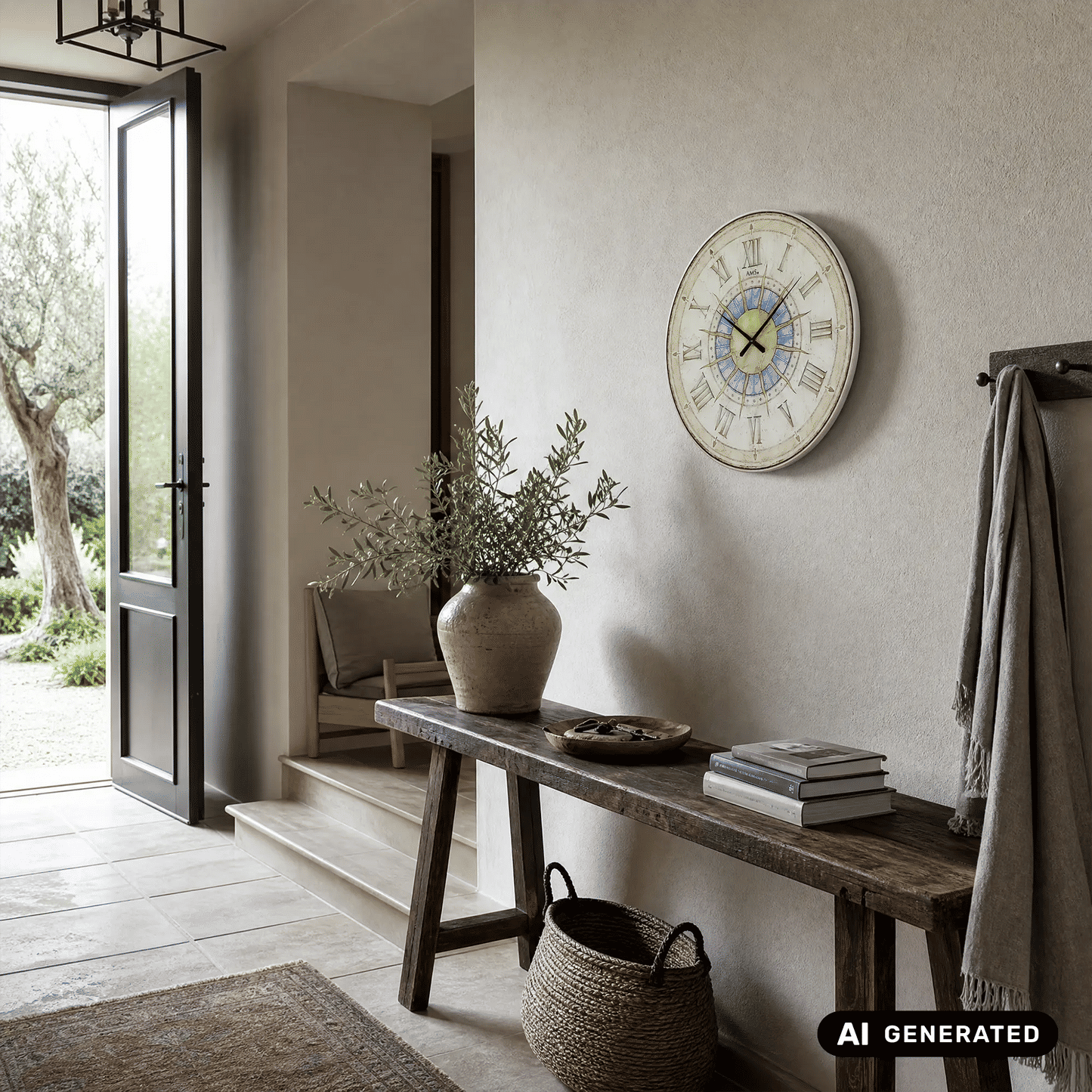 AMS W9230 Zegar ścienny szklany • Design słoneczny • Hartowane szkło mineralne