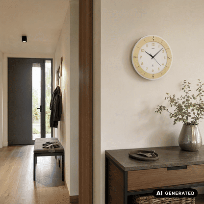 Zegar ścienny AMS W9450 srebrny • Fasetowane szkło mineralne • Aluminium lakierowane na mosiądz