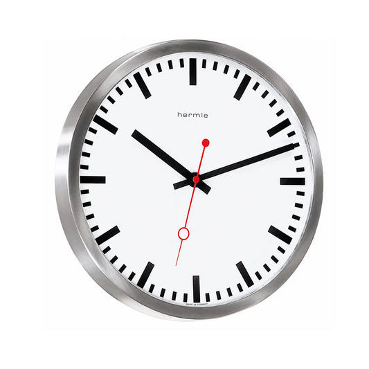 Hermle Wanduhr 30,5x30,5x5 cm Edelstahl • Lautloses Quarzwerk • Modernes Design