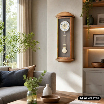 AMS Funk F5015/4 Wanduhr • Eichelackiert Holzgehäuse • Pendel mit Westminster-Schlagwerk