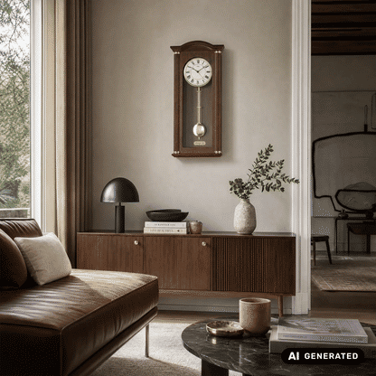Zegar ścienny AMS W7014/1 orzech • mechanizm Westminster/Bim-Bam • mechanizm kwarcowy z wahadłem