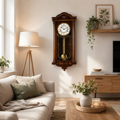 Hermle Wanduhr 68x29x11 cm Holz • Mechanisches 14-Tage-Uhrwerk • Halbstundenschlag