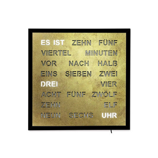 AMS T1271 Wanduhr Messing Antik • Wortuhr mit LED-Anzeige • Netzbetrieb 220V