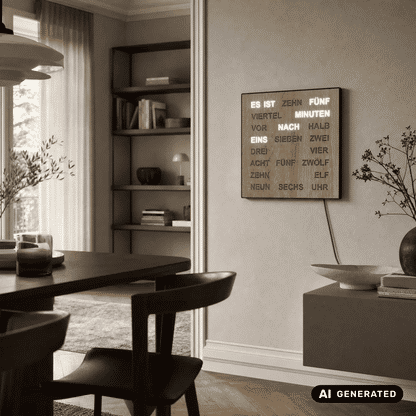 AMS T1237 Zegar ścienny Sonoma • Zegar słowny z wyświetlaczem LED • Zasilanie sieciowe 220V