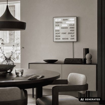AMS T1245 Tisch- und Wanduhr Aluminium • Wortuhr mit LED-Anzeige • Netz- und Wandbetrieb
