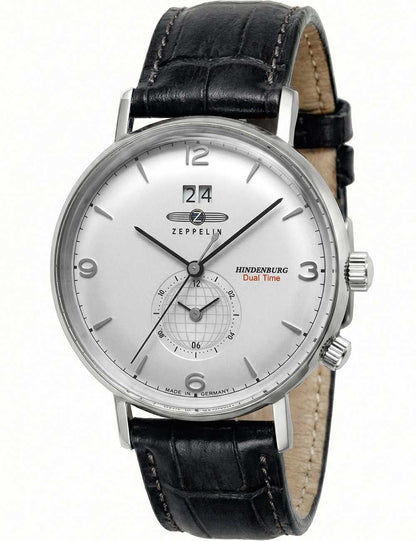 Zeppelin Hindenburg 8044-1 Herrenuhr Silber • Dual Time (GMT) • 5 ATM wasserdicht