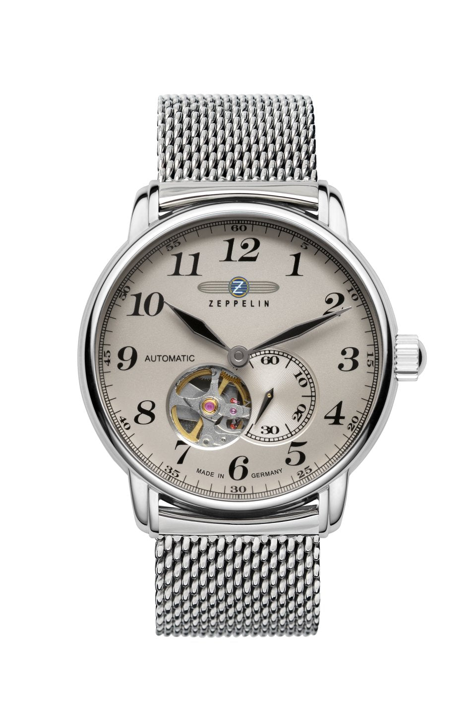 Zeppelin LZ 127 Graf 7666M-5 Herrenuhr Beige • Automatikwerk mit offenem Herz • Mineralglas K1