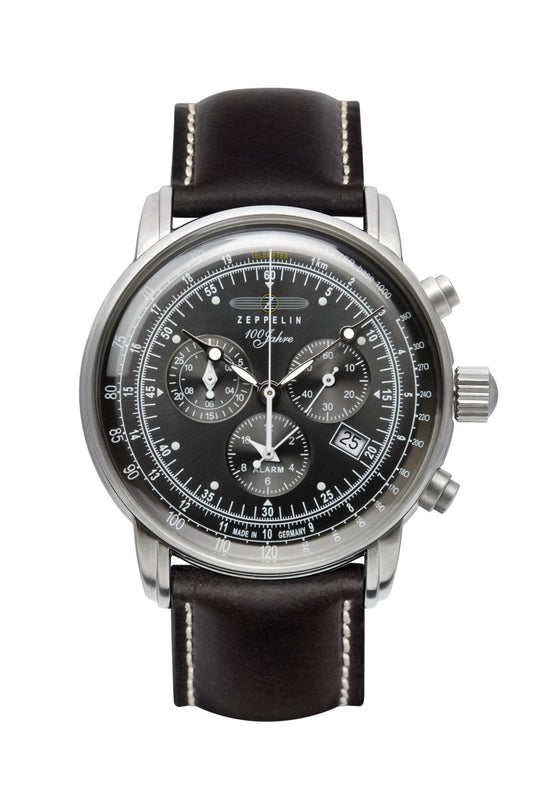 Zeppelin 100 Jahre Zeppelin 7680-2 Herrenuhr Schwarz • Schweizer Chronographenwerk • Made in Germany