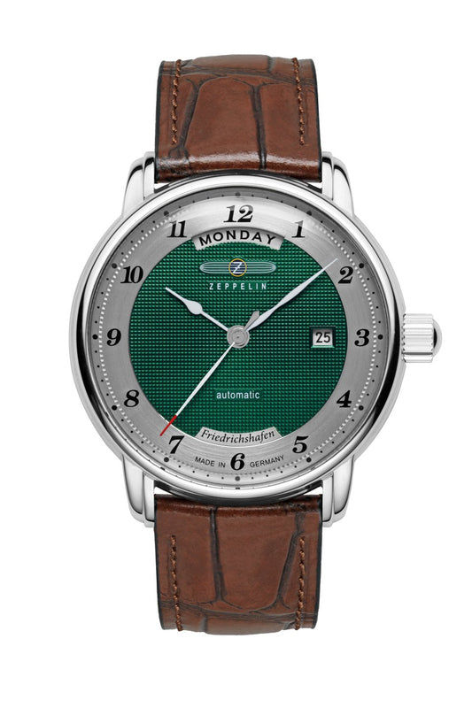 Zeppelin Friedrichshafen 8562-2 Herrenuhr Grün • Japanisches Automatikwerk Miyota 8285 • Made in Germany