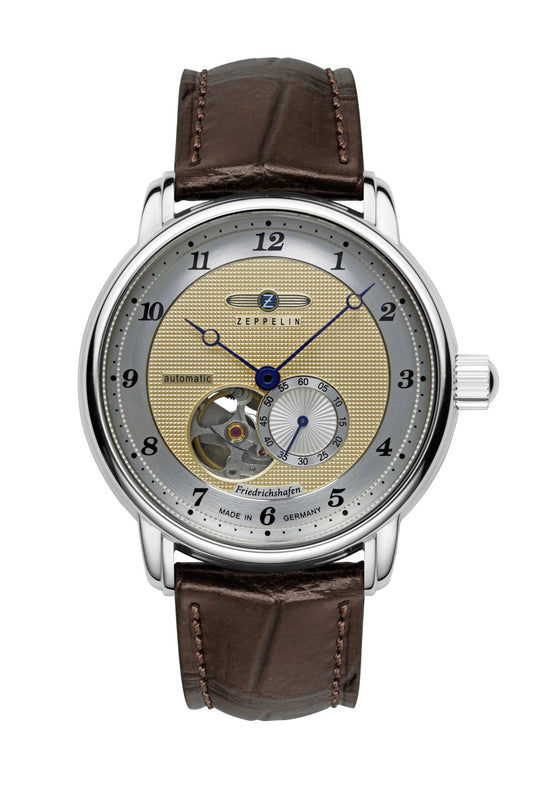 Zeppelin Friedrichshafen 8566-5 Herrenuhr Goldfarben • Open Heart Automatik • Miyota 82S5