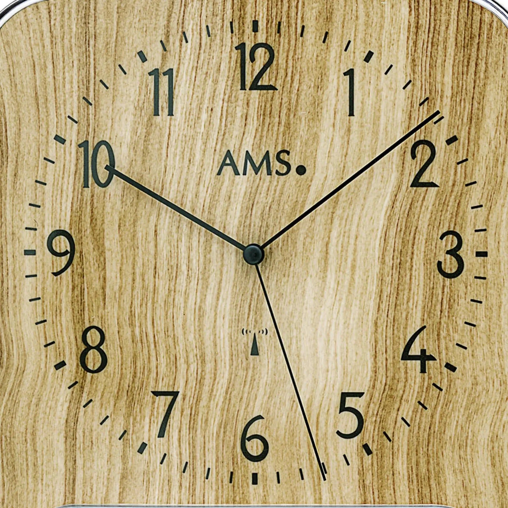 AMS Wanduhr Uhrblatt aus Holz mit analogen Zeigern und Ziffern
