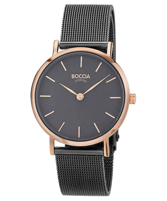 Boccia 3281-11 Damen Armbanduhr Anthrazit • Reintitan-Gehäuse • Milanaise-Armband