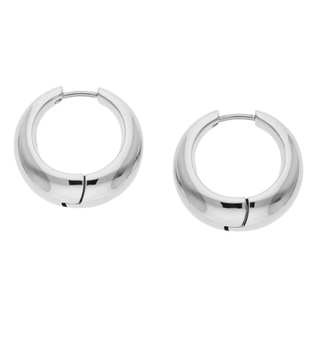 Tytanowe kolczyki koła, błyszczące, srebrzyste, okrągłe kolczyki z zapięciem na zatrzask i poprzeczką